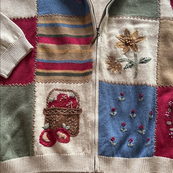 ALFRED DUNNER NWT Fall harvest Zip Up Sweater Womens XL Cotton collared Country - Picture 6 of 13